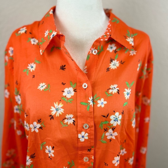 Talbots COTTON BUTTON FRONT SHIRT - LIVELY DITSY New without tag - Picture 4 of 13